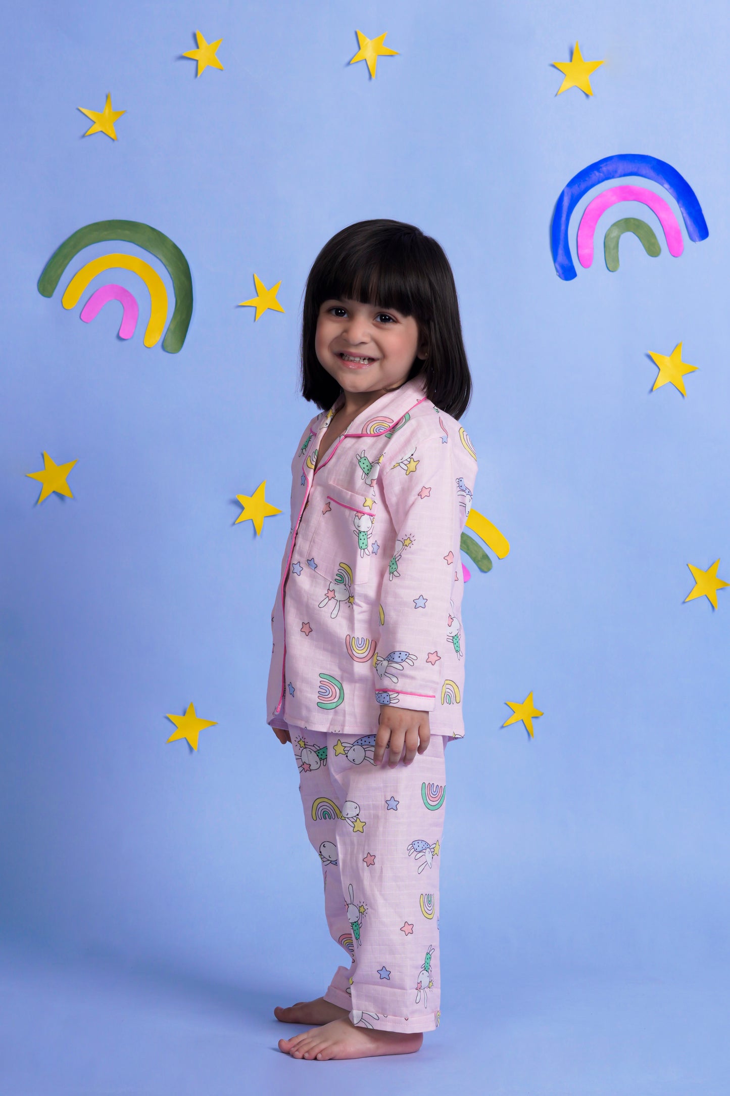 Starry Rainbow Pink Night Suit
