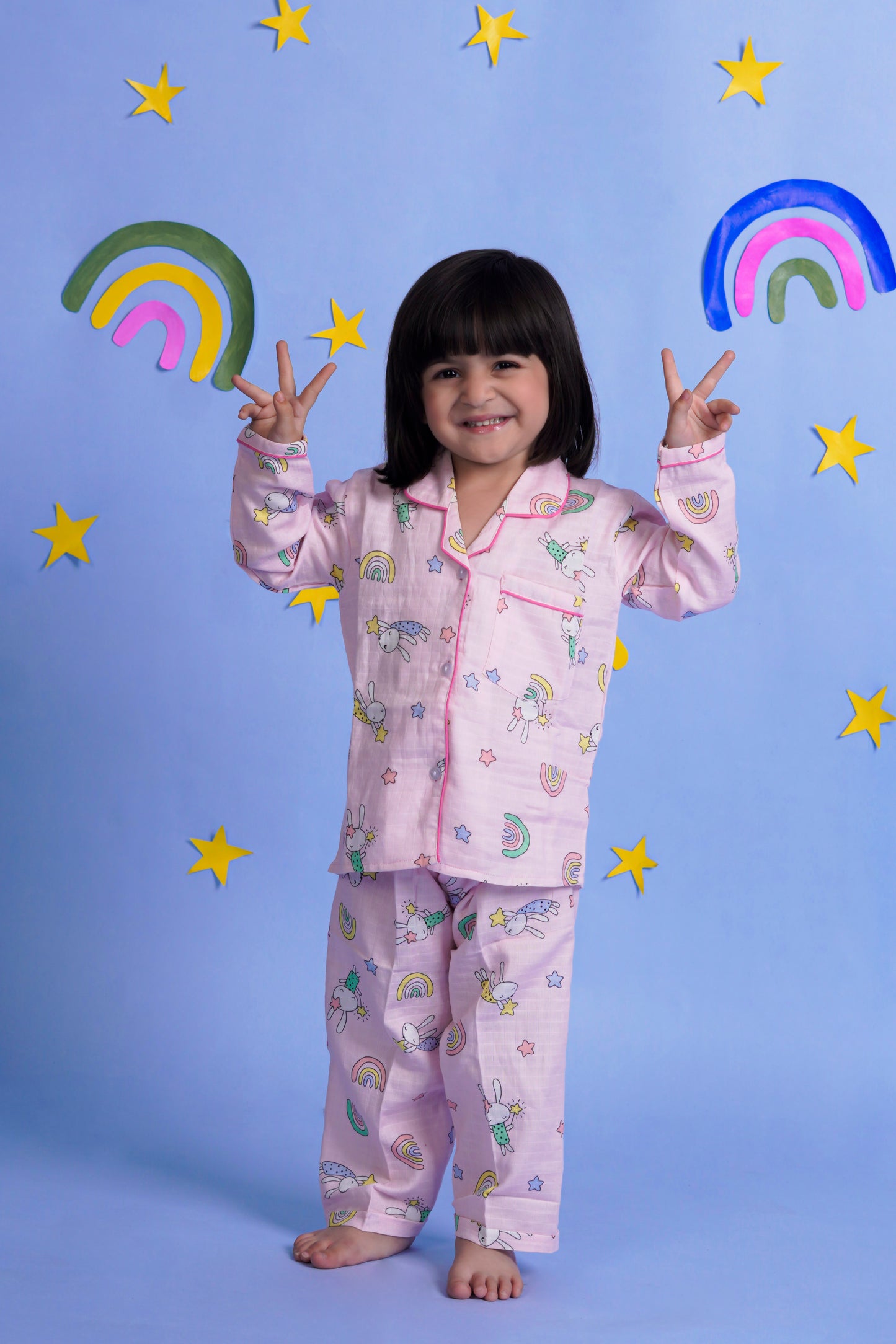 Starry Rainbow Pink Night Suit