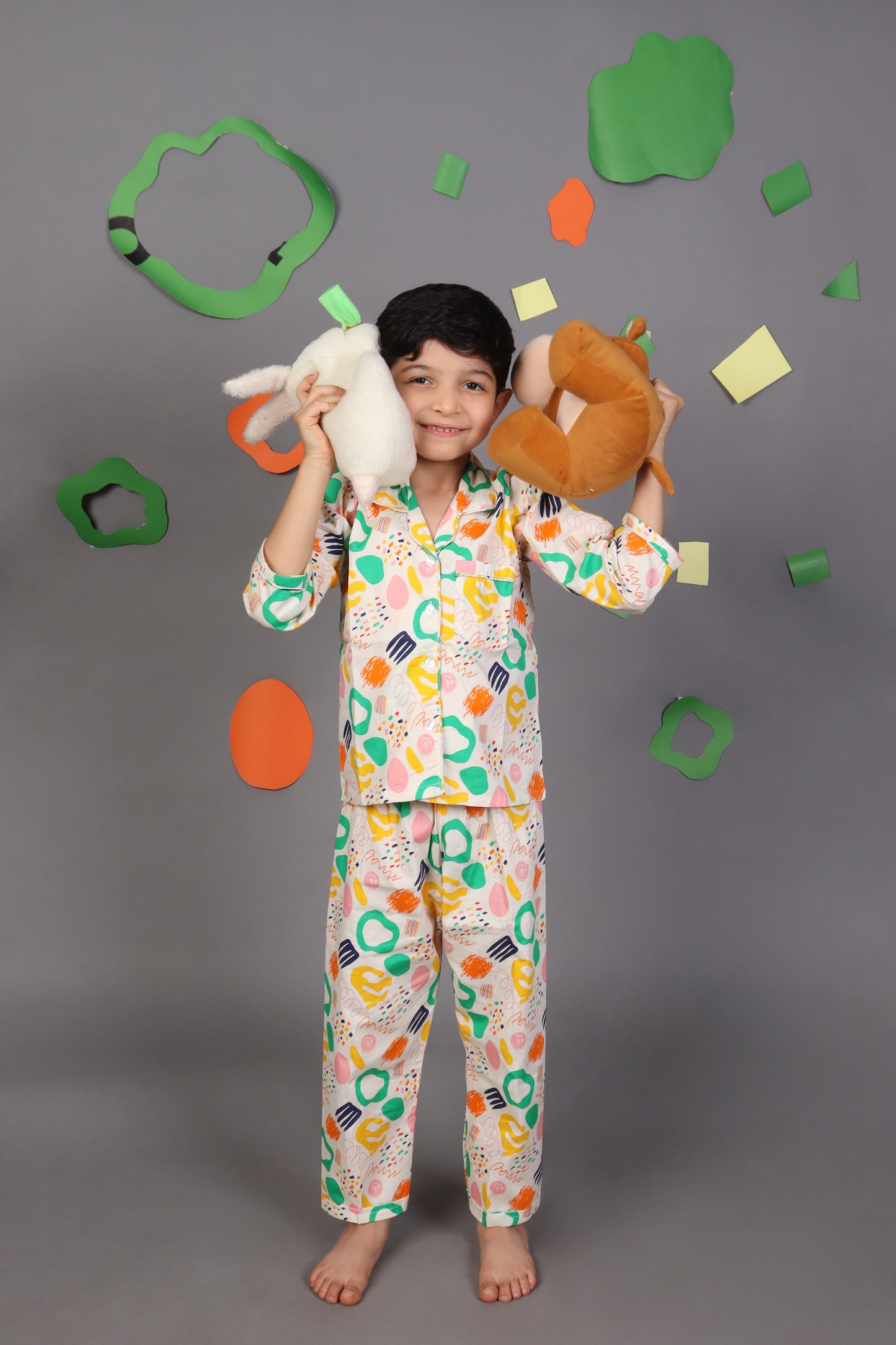 Color Splash Print Night Suit