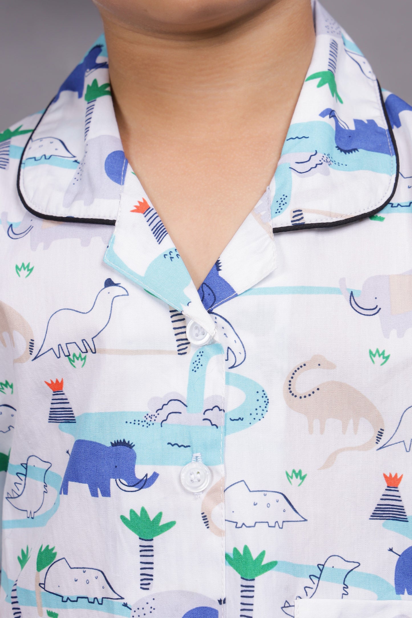 Dino Dreams White Night Suit