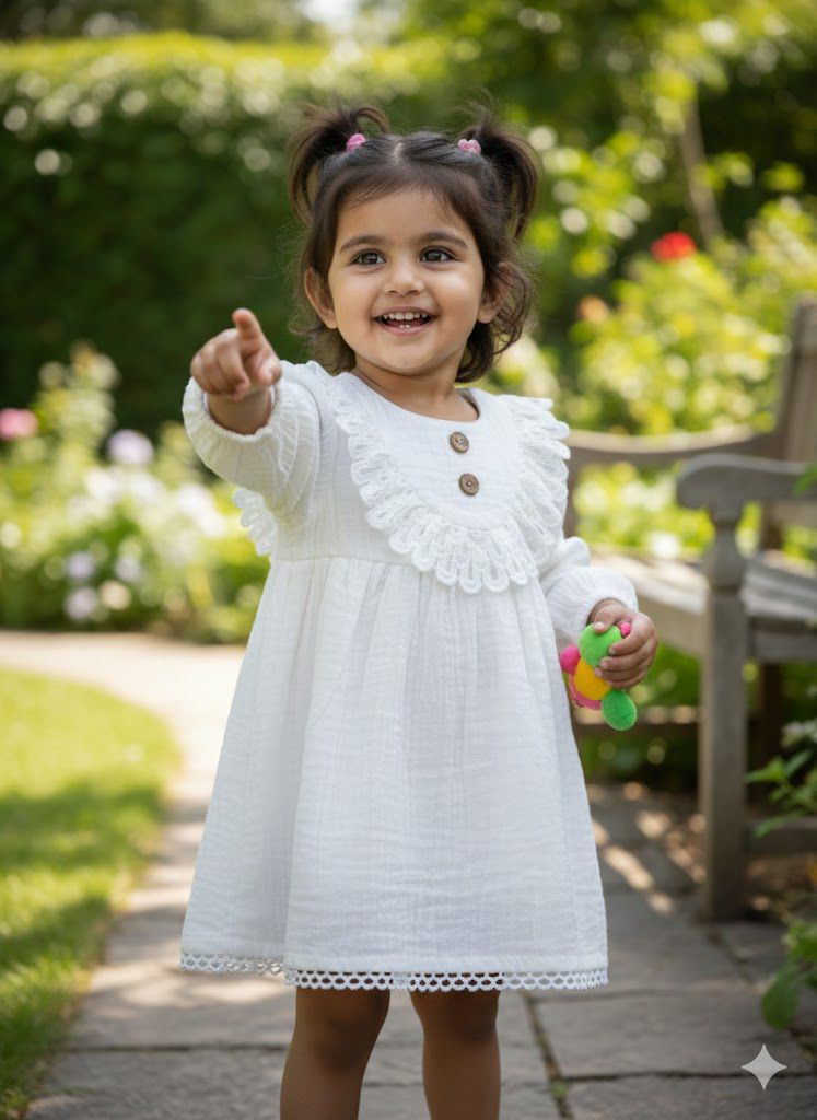 Fairy White Full Sleeves Dress