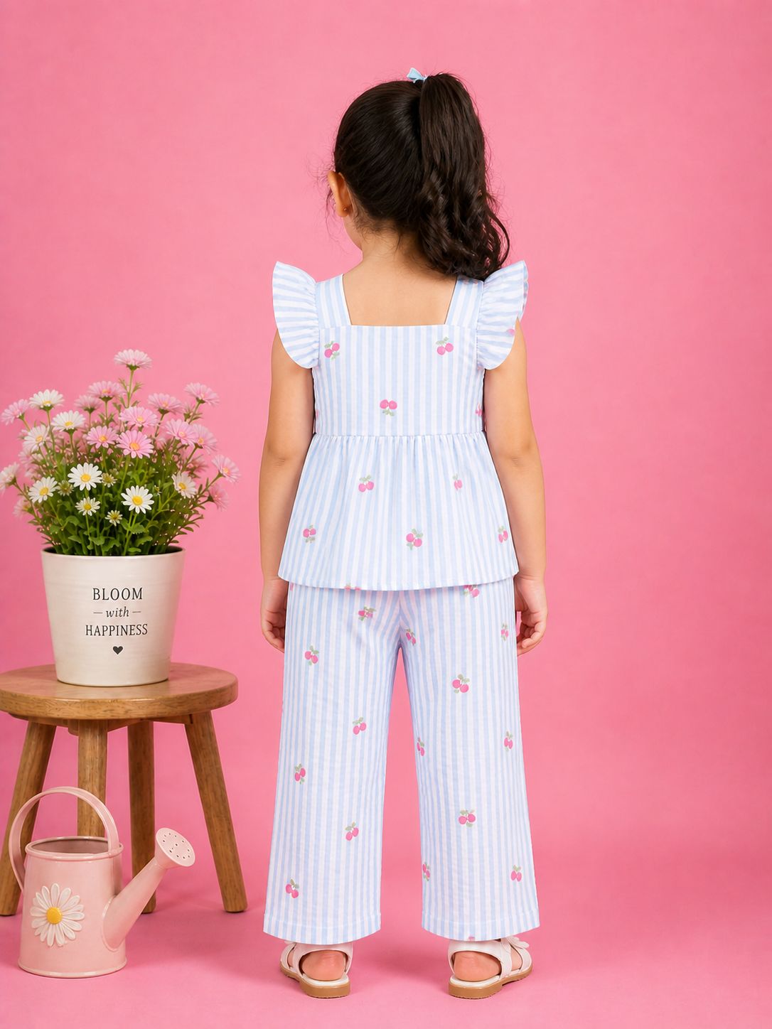 Cherry Breeze Blue Lining Coord Set