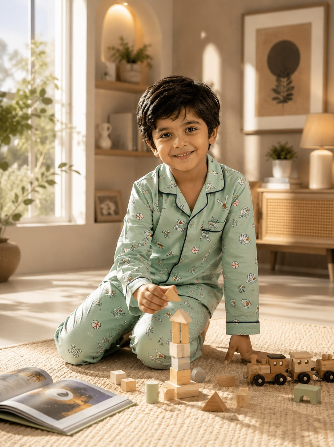 Sports Star Green Night Suit