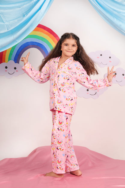 UNICORN PRINT PINK NIGHT SUIT