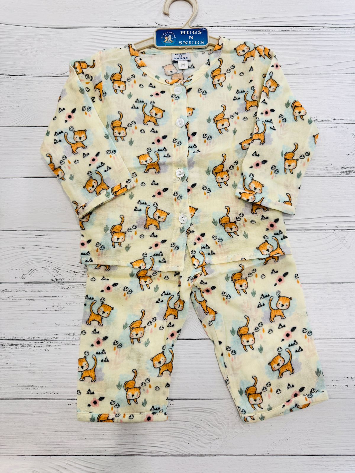 Cute cat print infant night suit