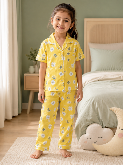 Sunshine Blooms Yellow Night Suit