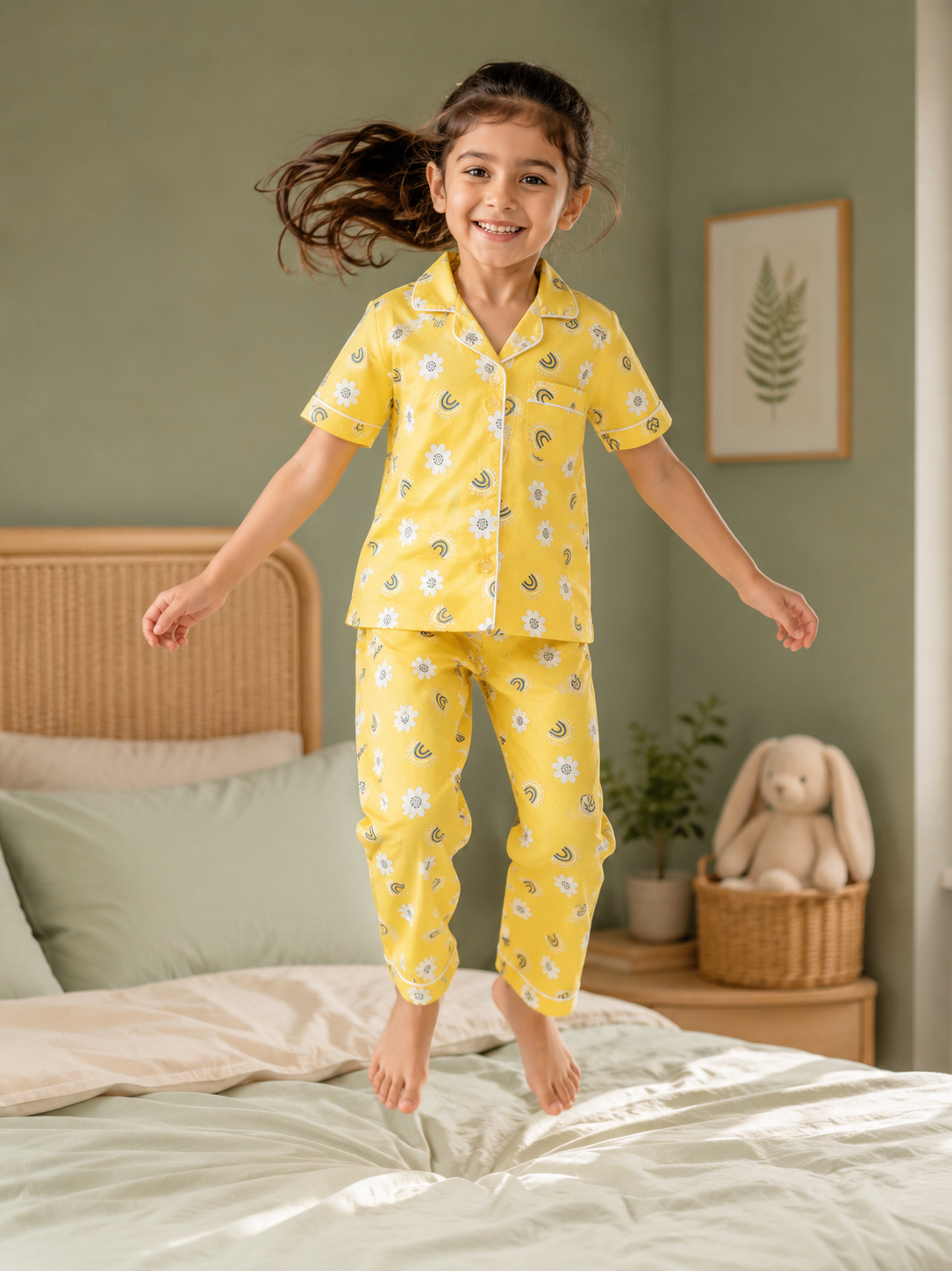 Sunshine Blooms Yellow Night Suit