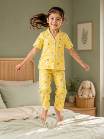 Sunshine Blooms Yellow Night Suit