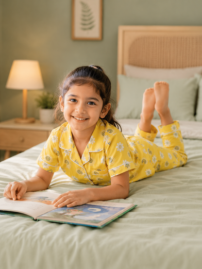Sunshine Blooms Yellow Night Suit