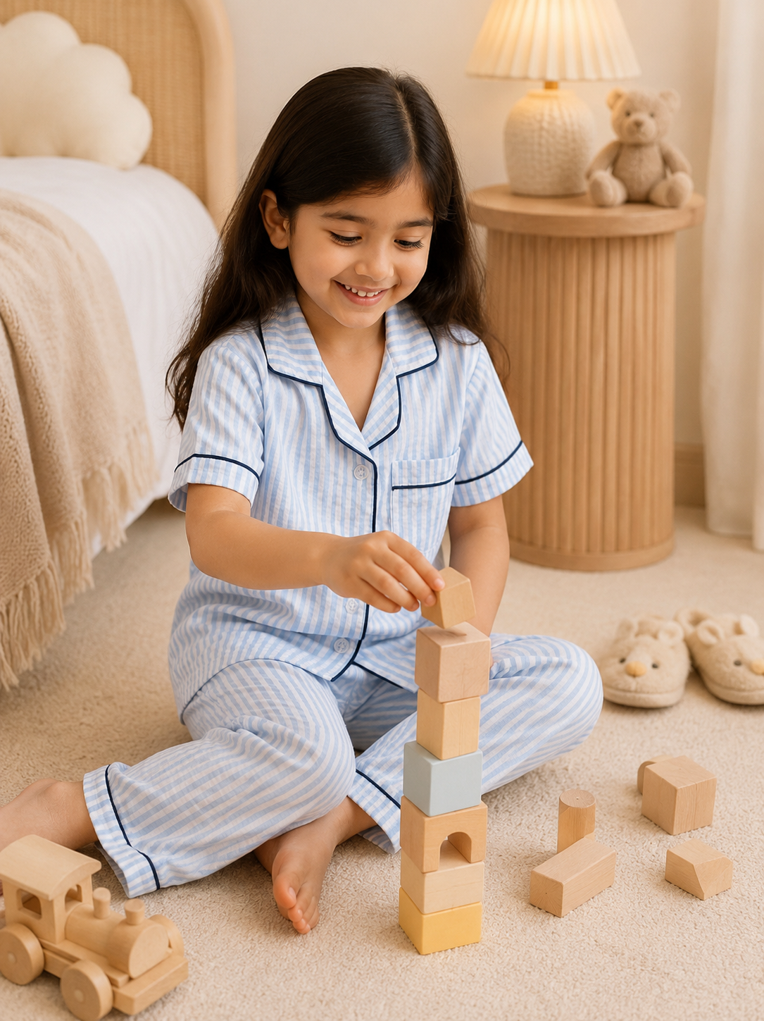 Skyline Stripes Twinning Night Suit