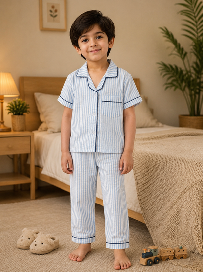 Skyline Stripes Twinning Night Suit
