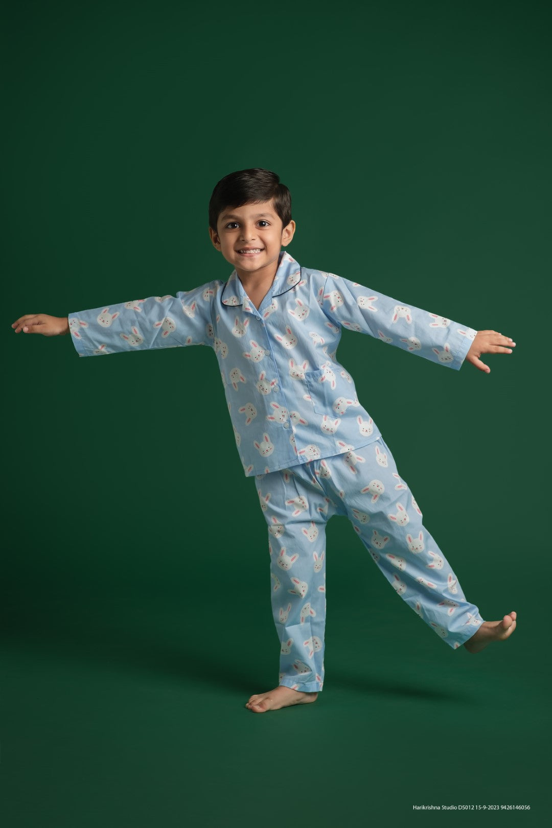 Blue Bunny Print Night Suit