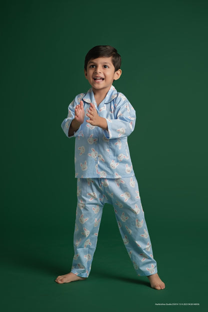 Blue Bunny Print Night Suit