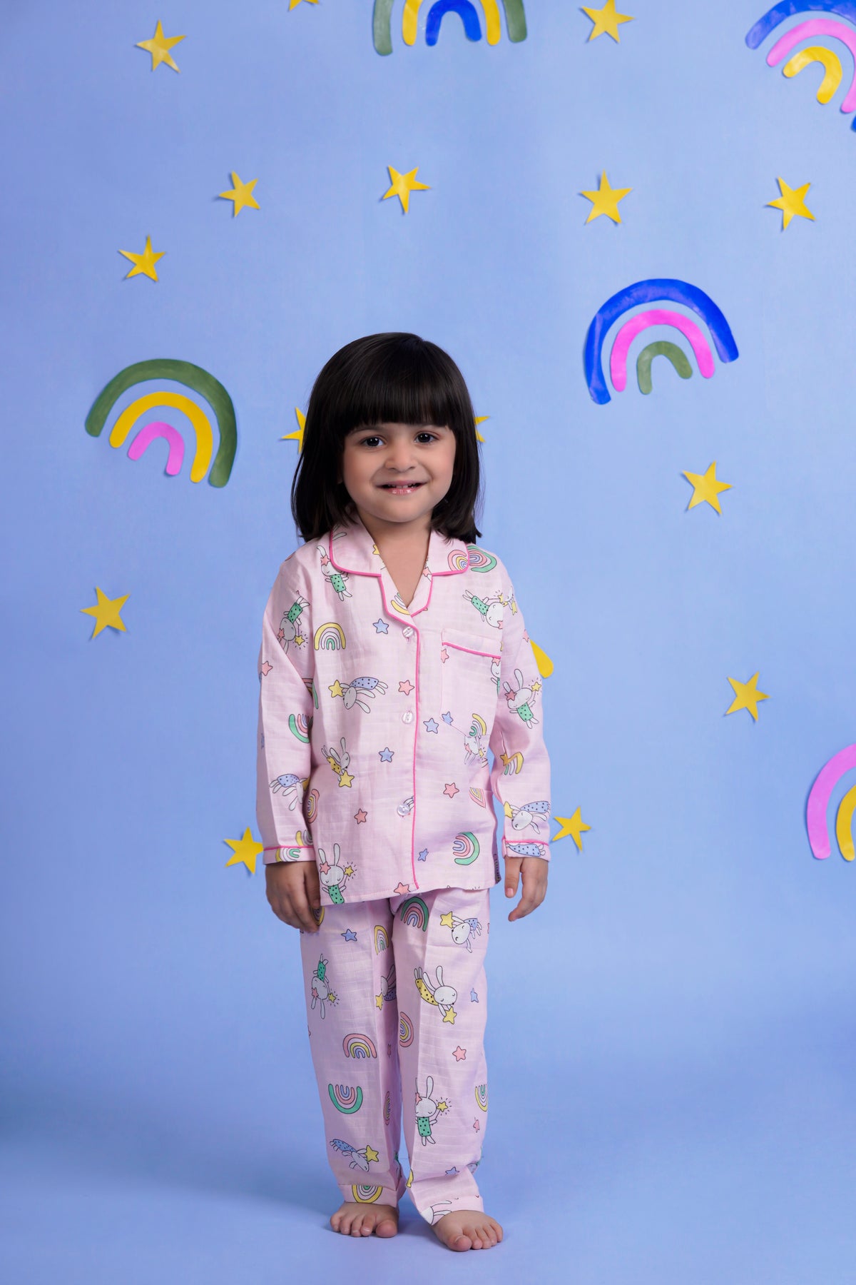 Starry Rainbow Pink Night Suit