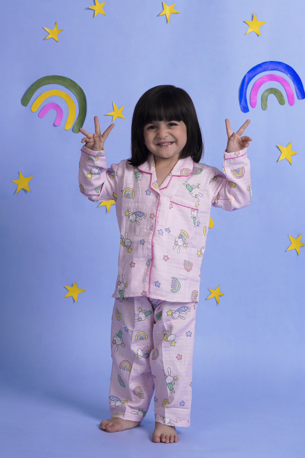 Starry Rainbow Pink Night Suit
