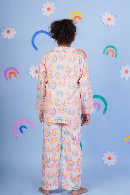 Rainbow Blooms Peach Night Suit