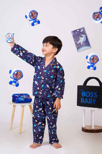 Rocket to dreamland Dark Blue Night Suit