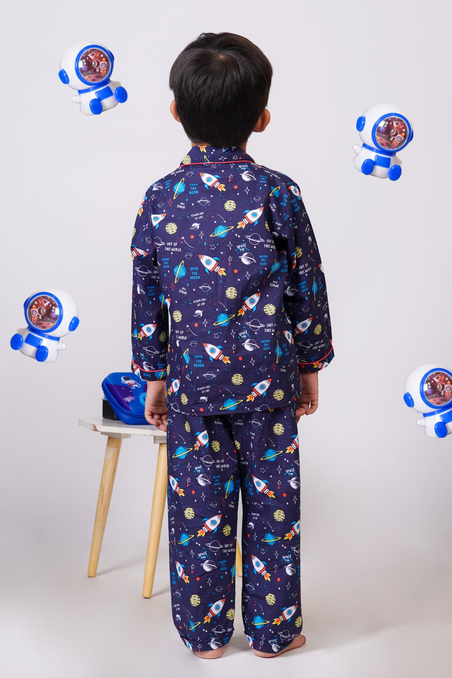 Rocket to dreamland Dark Blue Night Suit