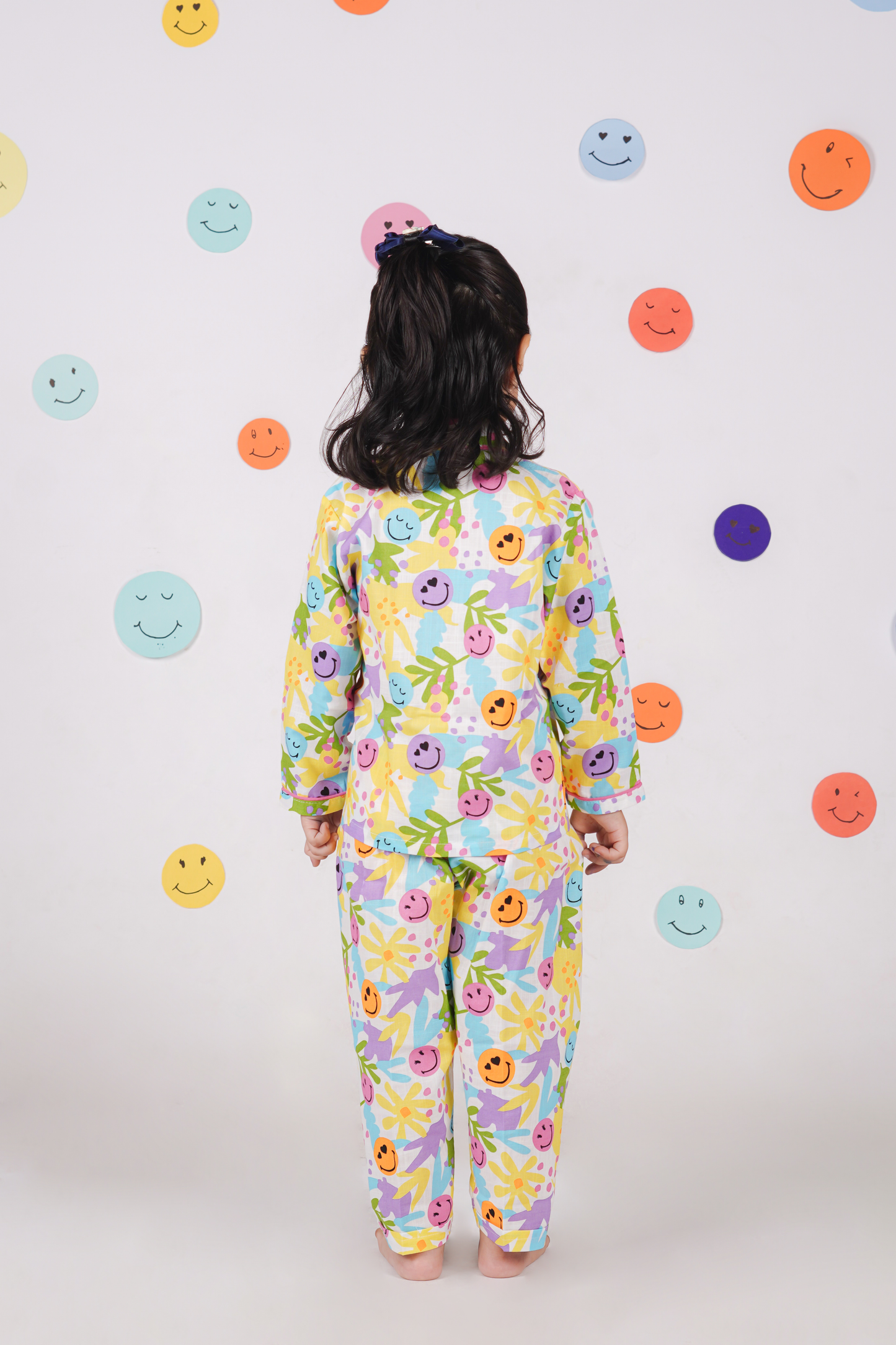 Rainbow Smiley print night suit