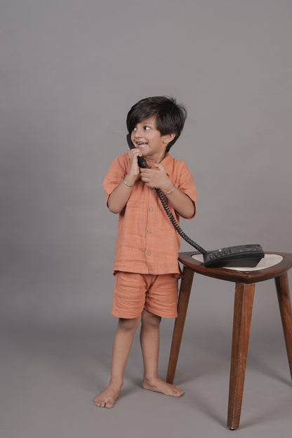 Rust 100 % Muslin Cotton Boys Coord sets