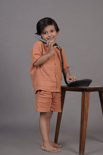 Rust 100 % Muslin Cotton Boys Coord sets