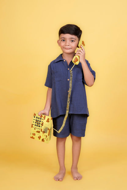 Navy Blue 100 % Muslin Cotton Boys Coord sets