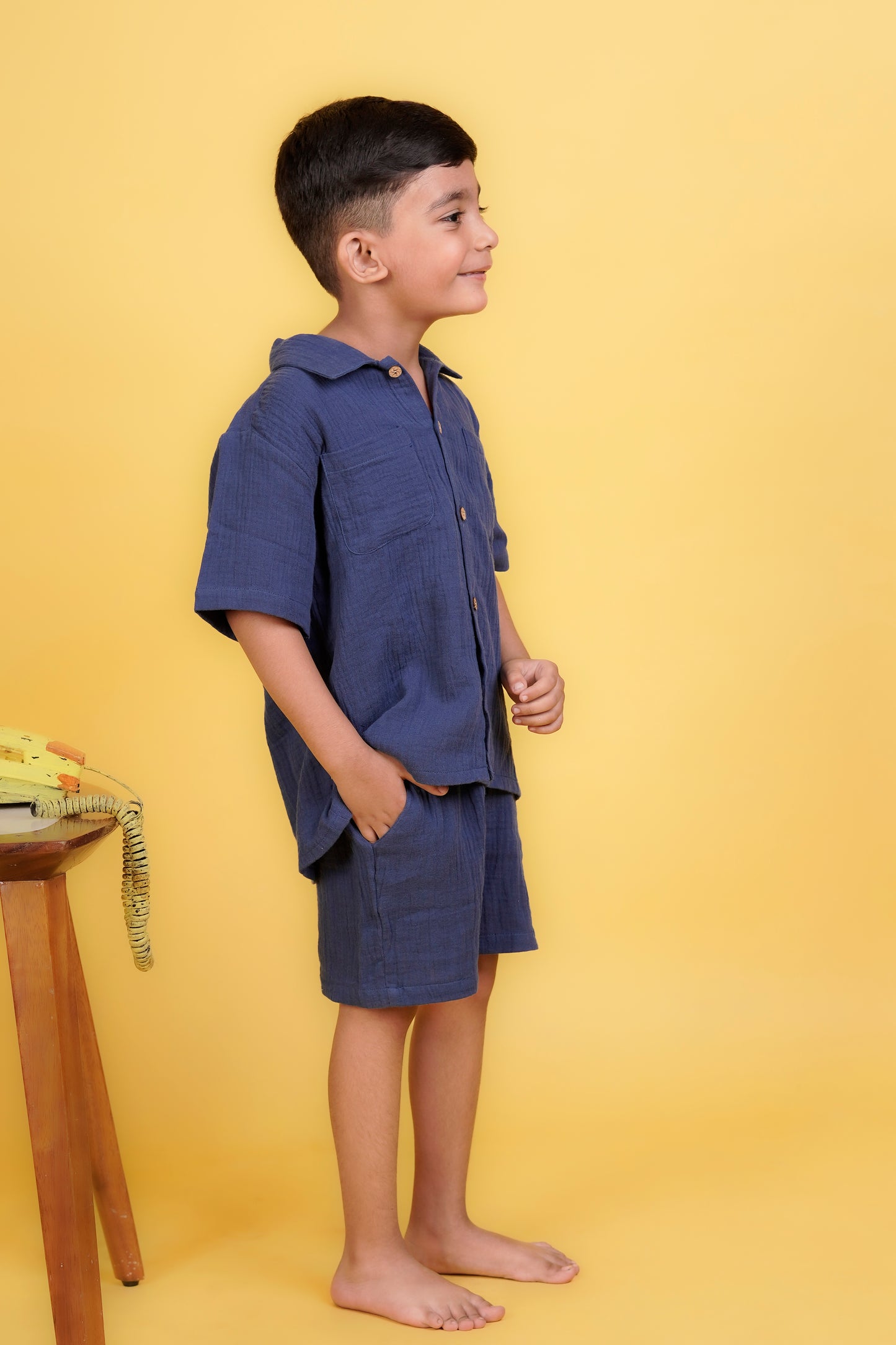 Navy Blue 100 % Muslin Cotton Boys Coord sets