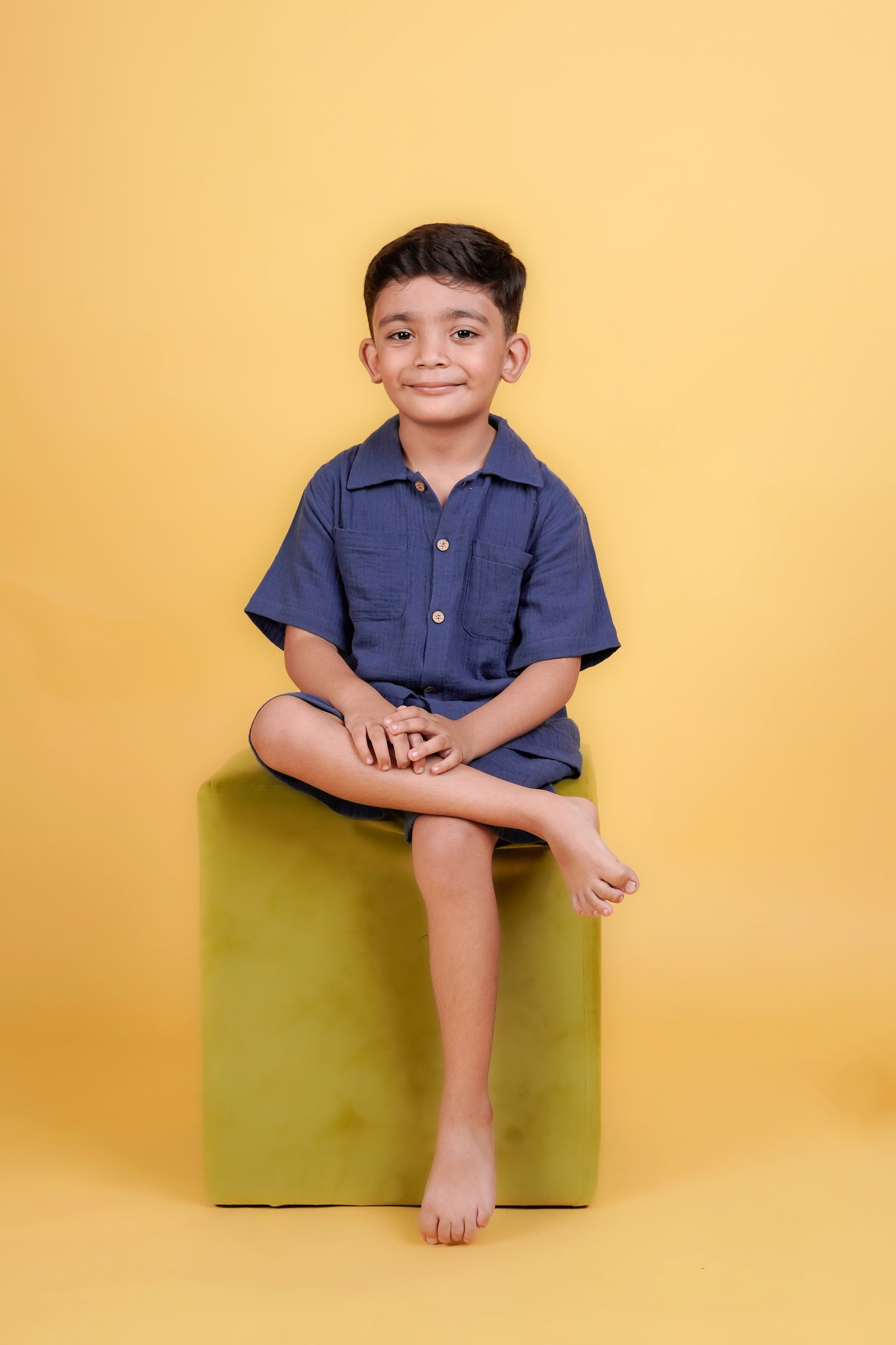 Navy Blue 100 % Muslin Cotton Boys Coord sets