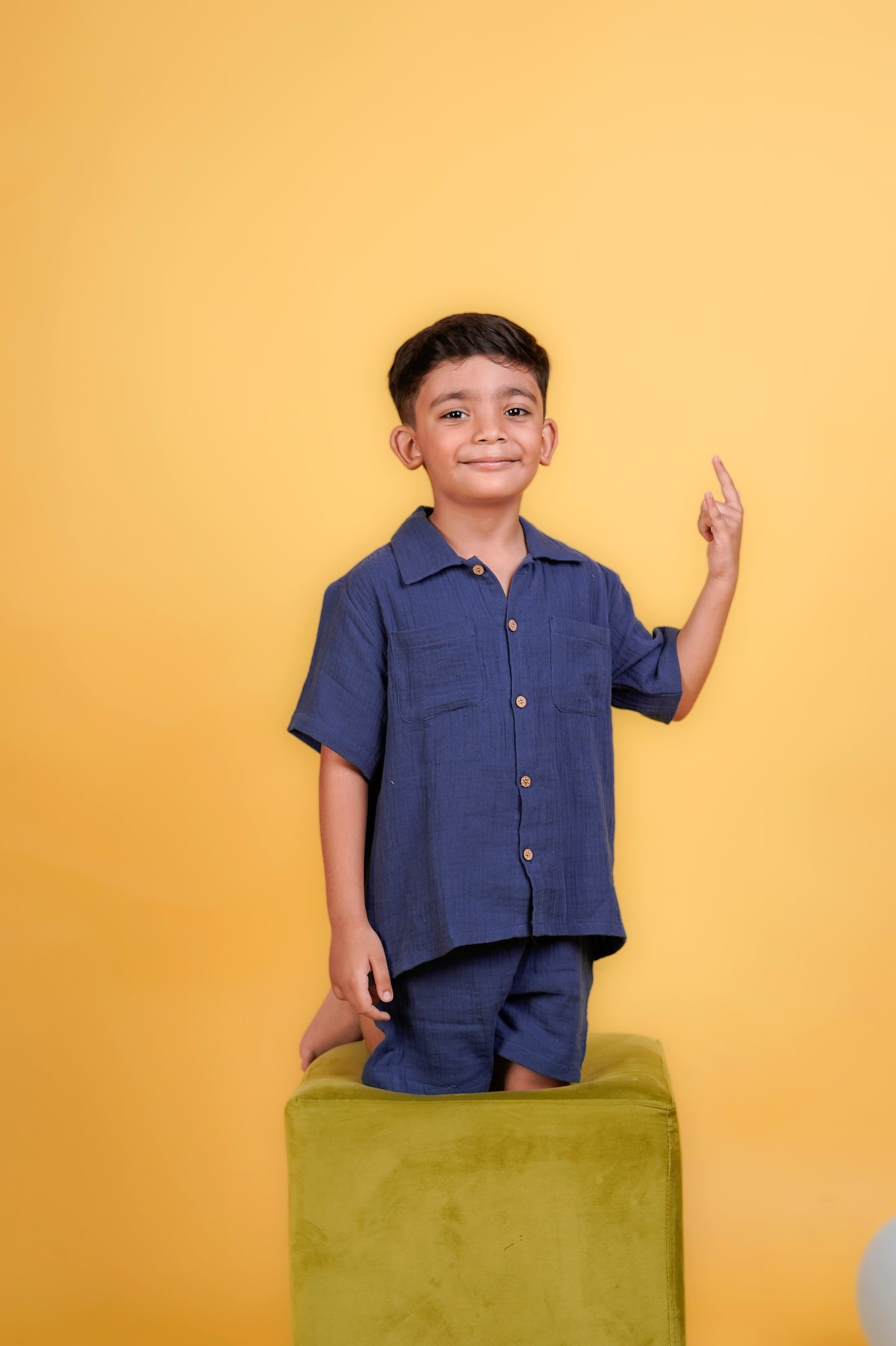 Navy Blue 100 % Muslin Cotton Boys Coord sets