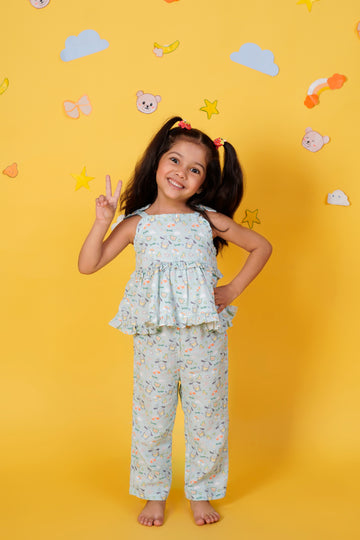 Bunny Smiles Muslin Green Coord Set