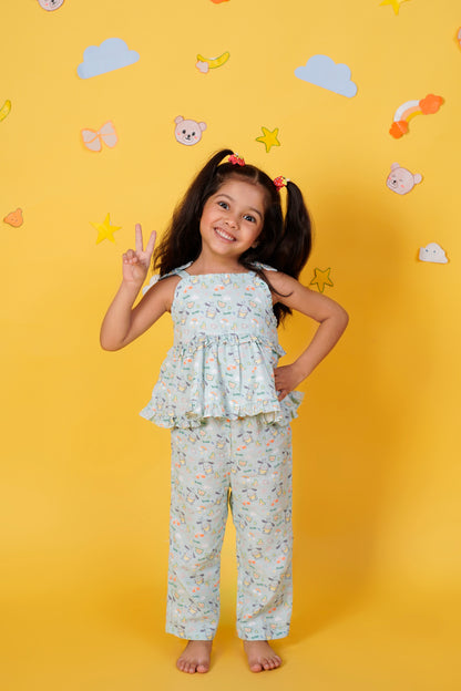 Bunny Smiles Muslin Green Coord Set