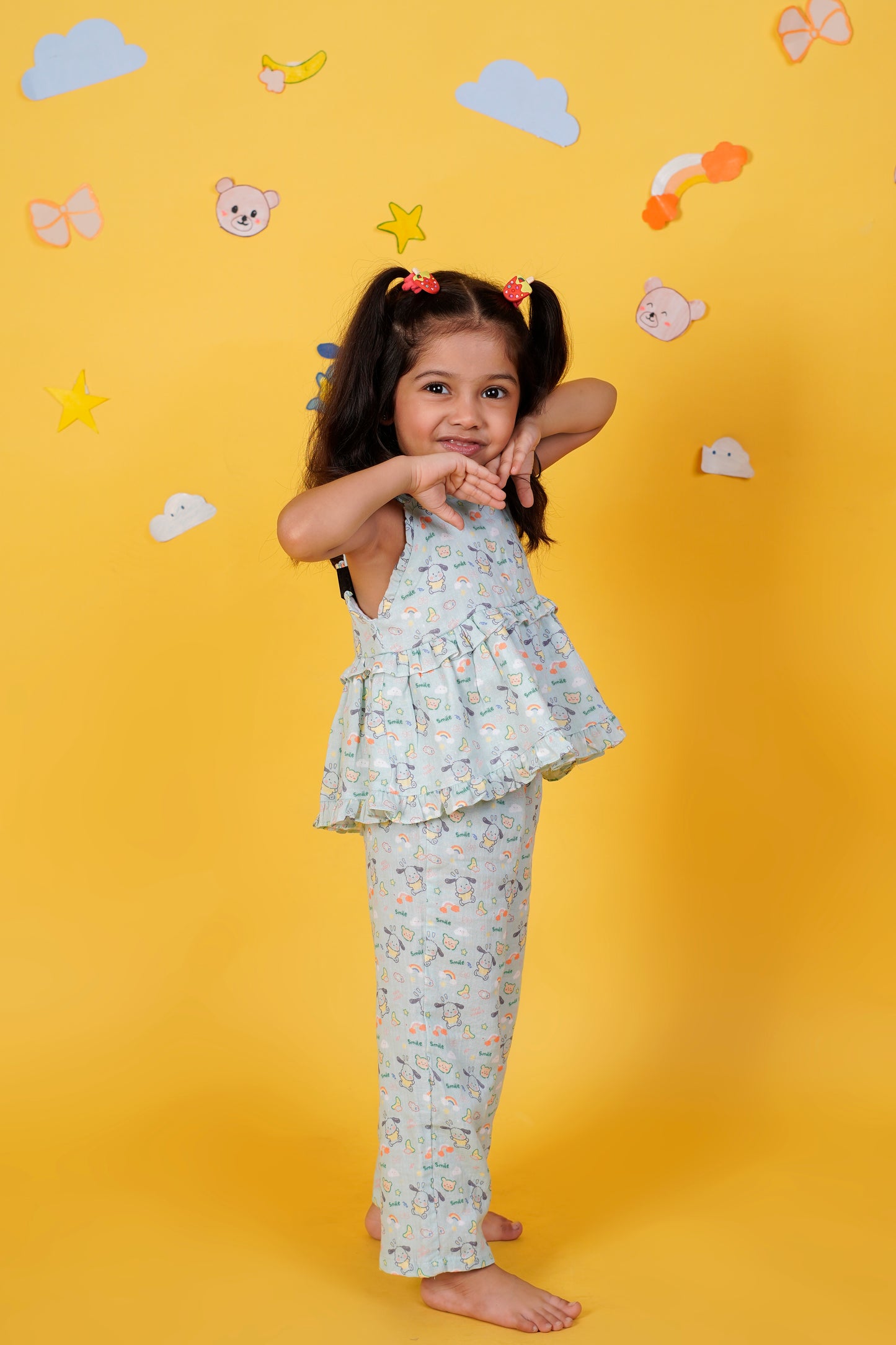 Bunny Smiles Muslin Green Coord Set