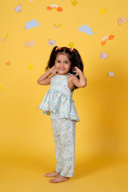 Bunny Smiles Muslin Green Coord Set