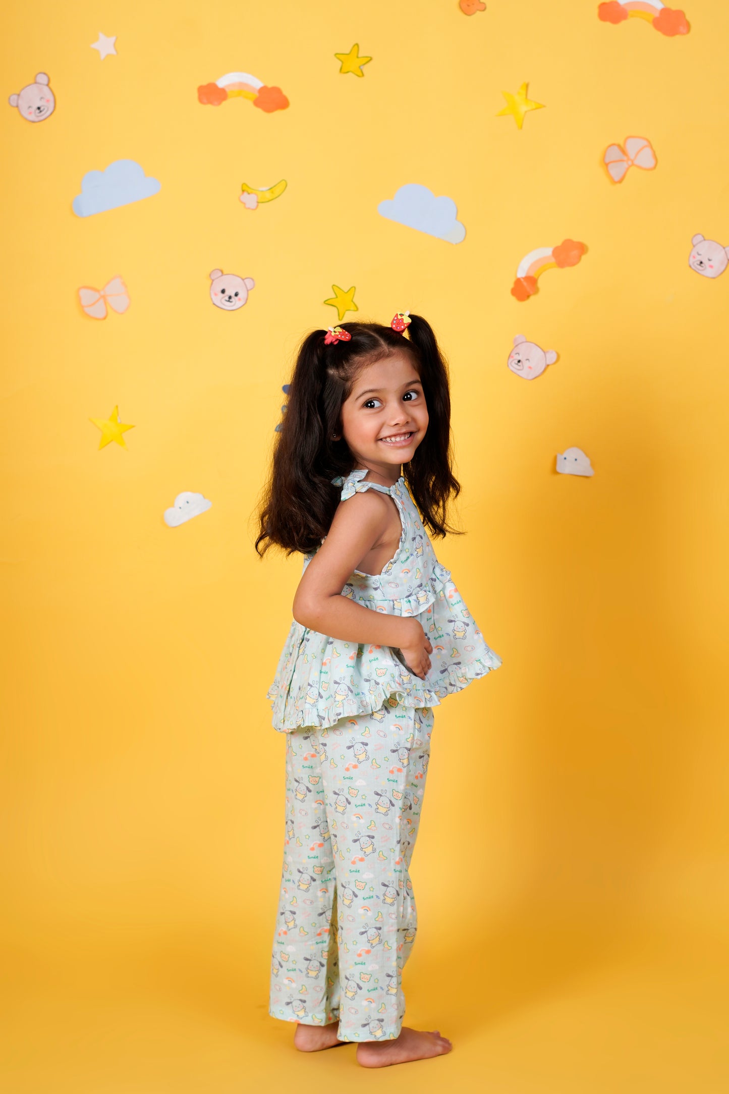 Bunny Smiles Muslin Green Coord Set