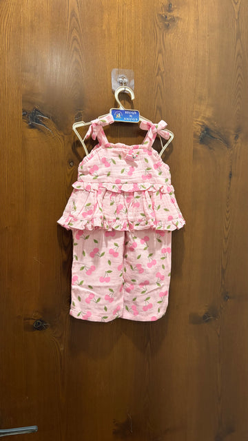 Sweet Cherry Pink Muslin Coord Set