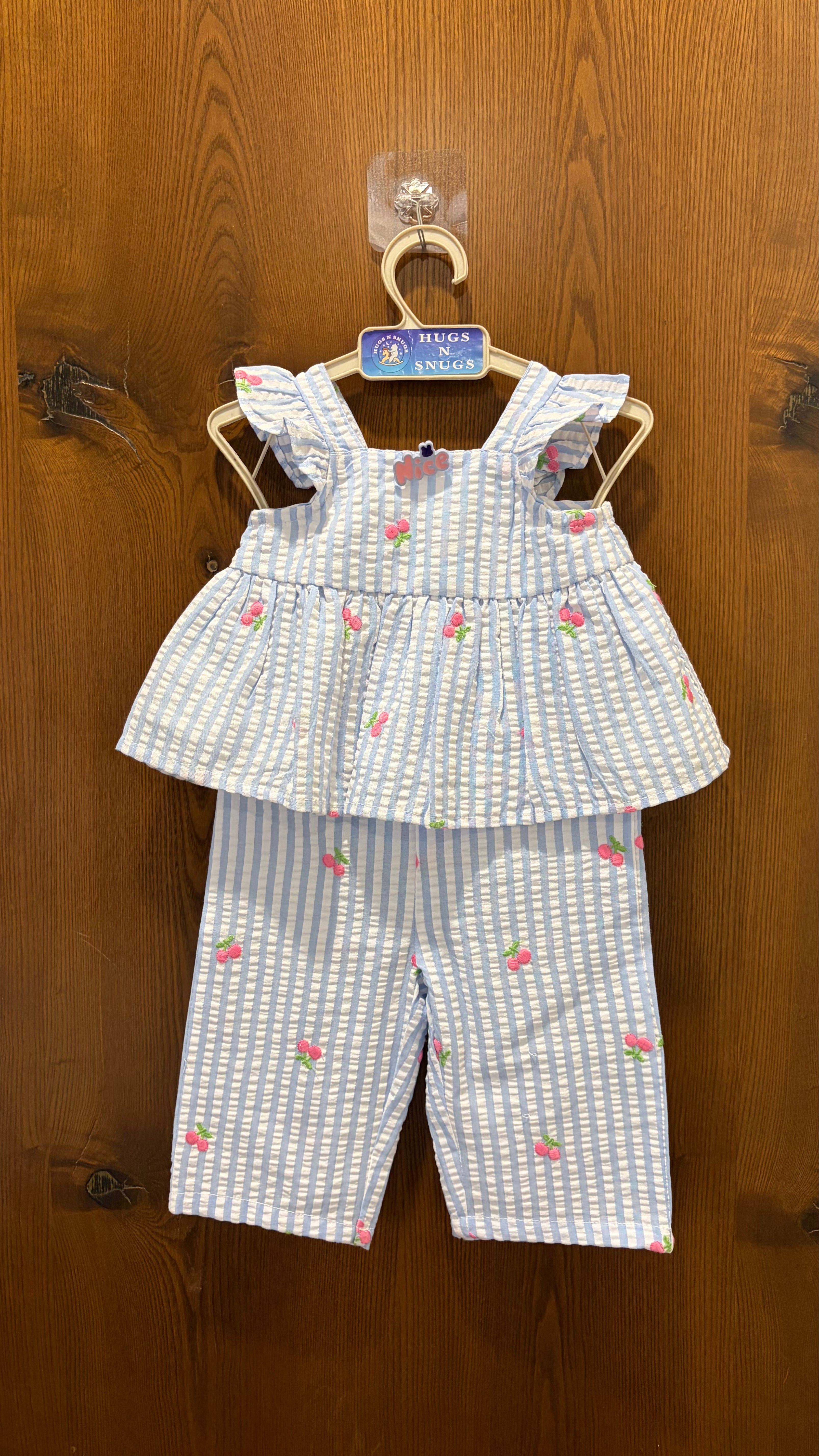 Cherry Breeze Blue Lining Coord Set