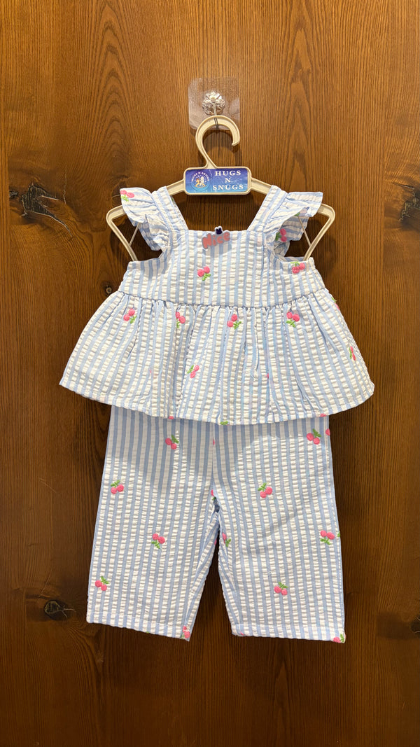 Cherry Breeze Blue Lining Coord Set