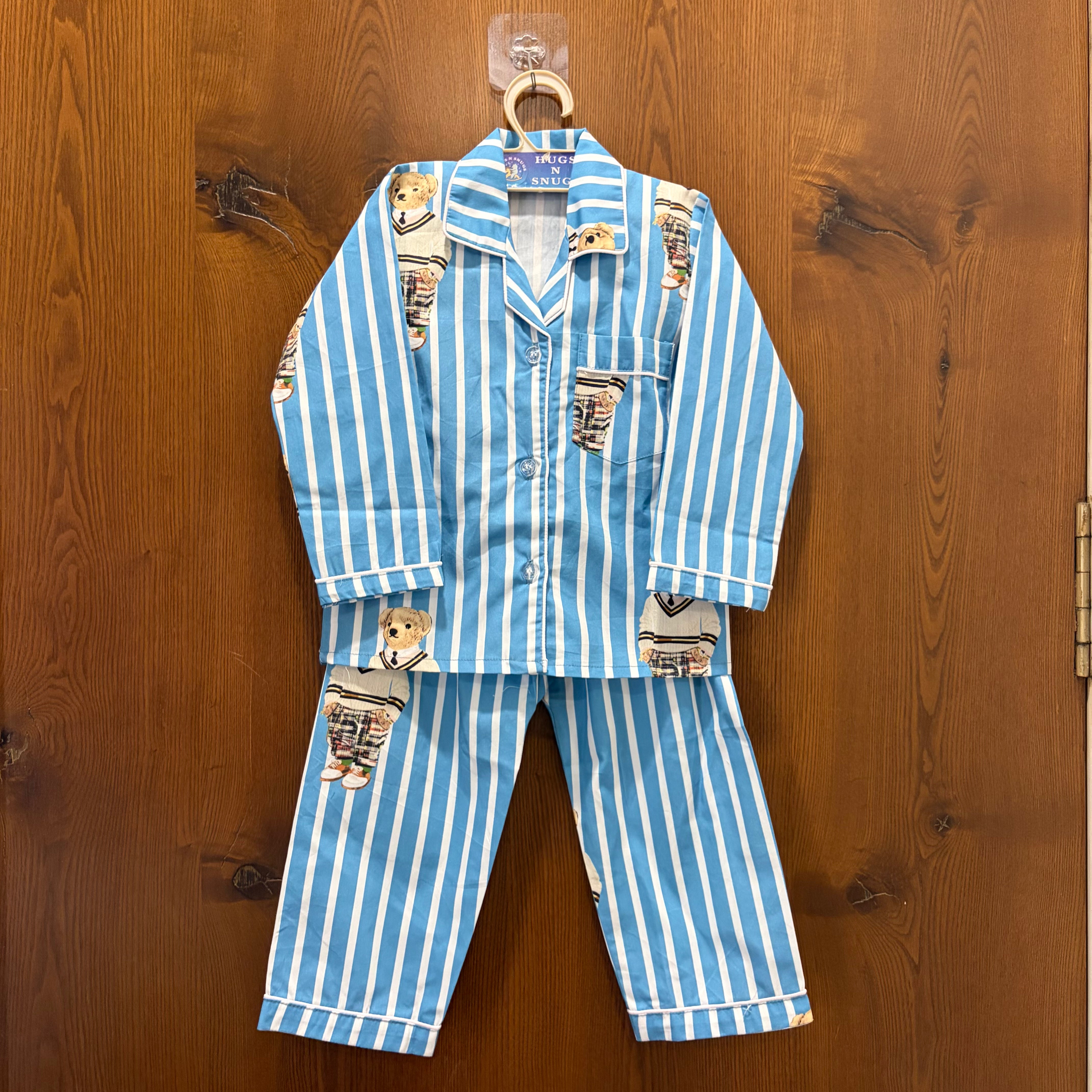 Sky Stripe Teddy Night Suit