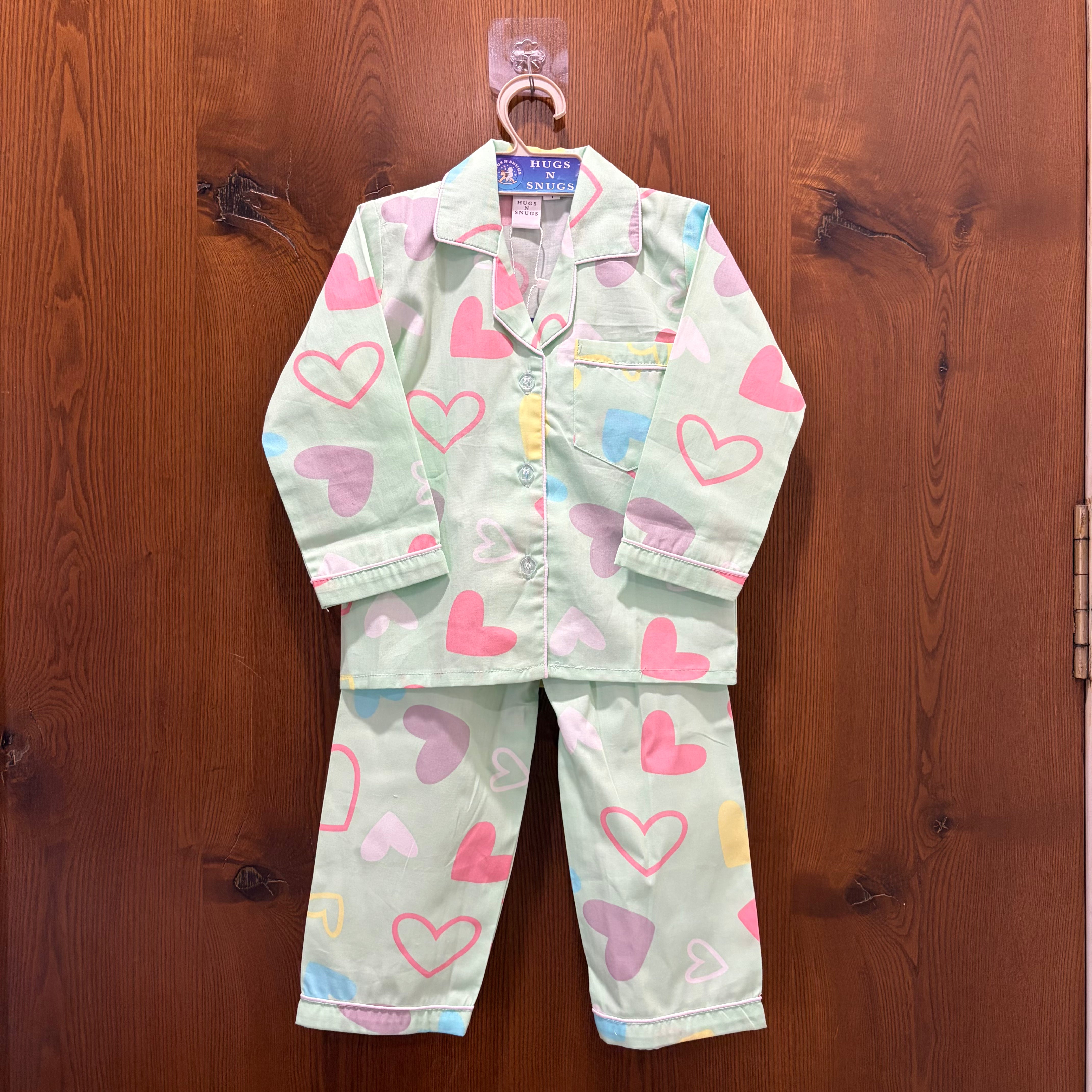 Candy Heart Green Night Suit