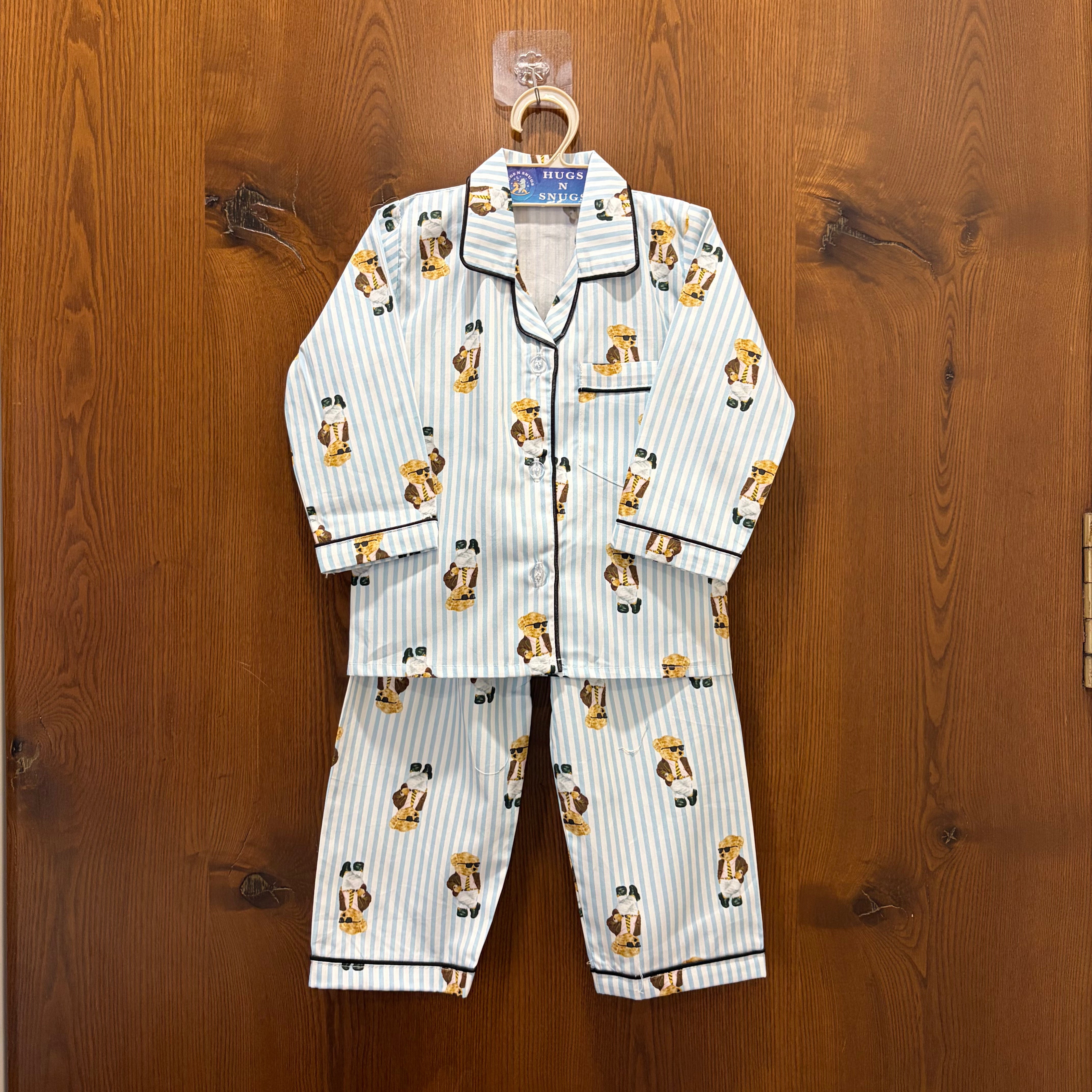Dreamy Teddy Stripes Night Suit