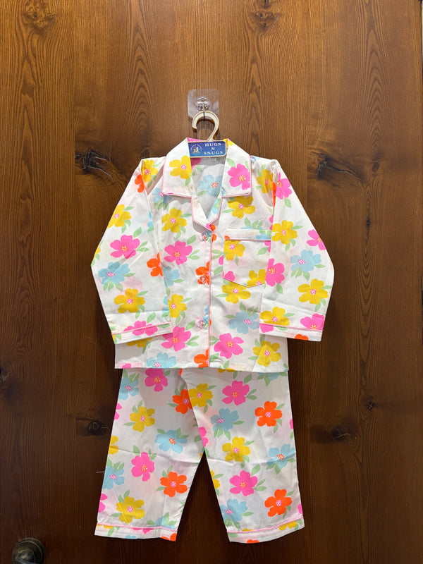Neon Blossom Dreams Night Suit