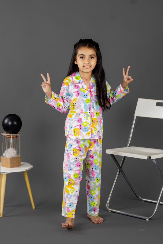 Neon Joy Smiley Night Suit