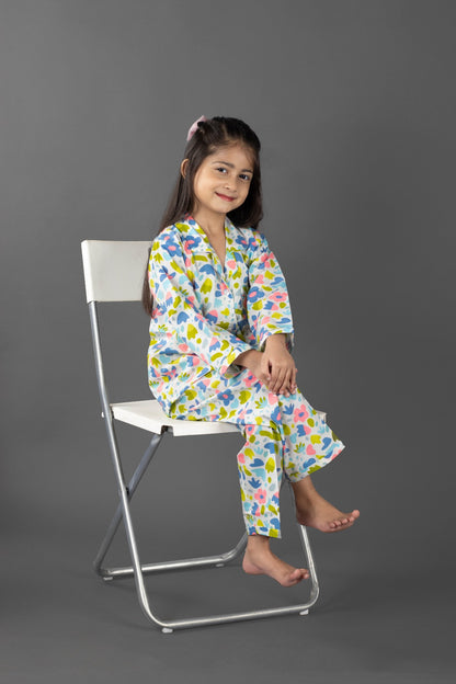 Floral Fusion Neon Night Suit