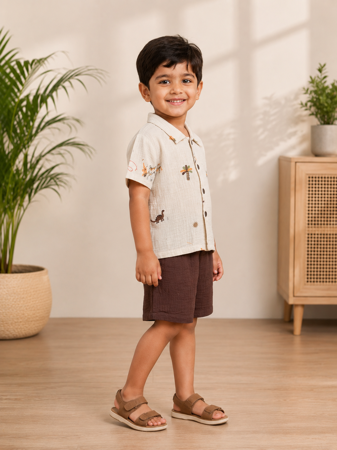 Dino Safari Embroidered Boys Coord set
