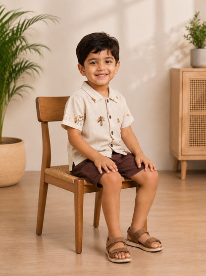 Dino Safari Embroidered Boys Coord set