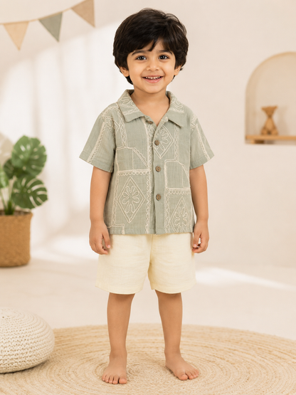 Little Luxe Embroidered Boys Coord set