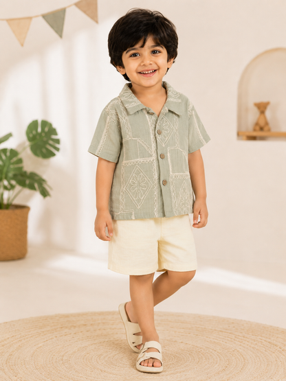 Little Luxe Embroidered Boys Coord set