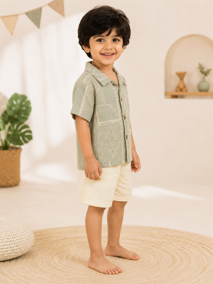 Little Luxe Embroidered Boys Coord set