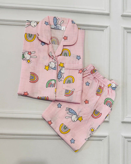 Starry Rainbow Pink Night Suit