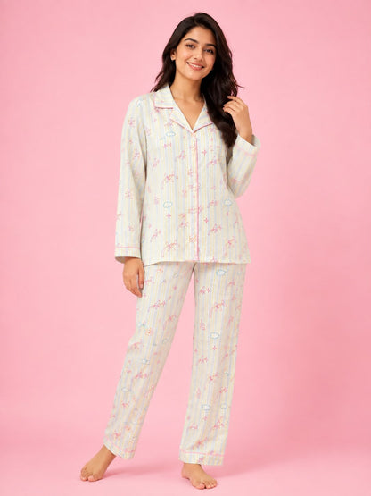Blush Reverie Satin Night Suit